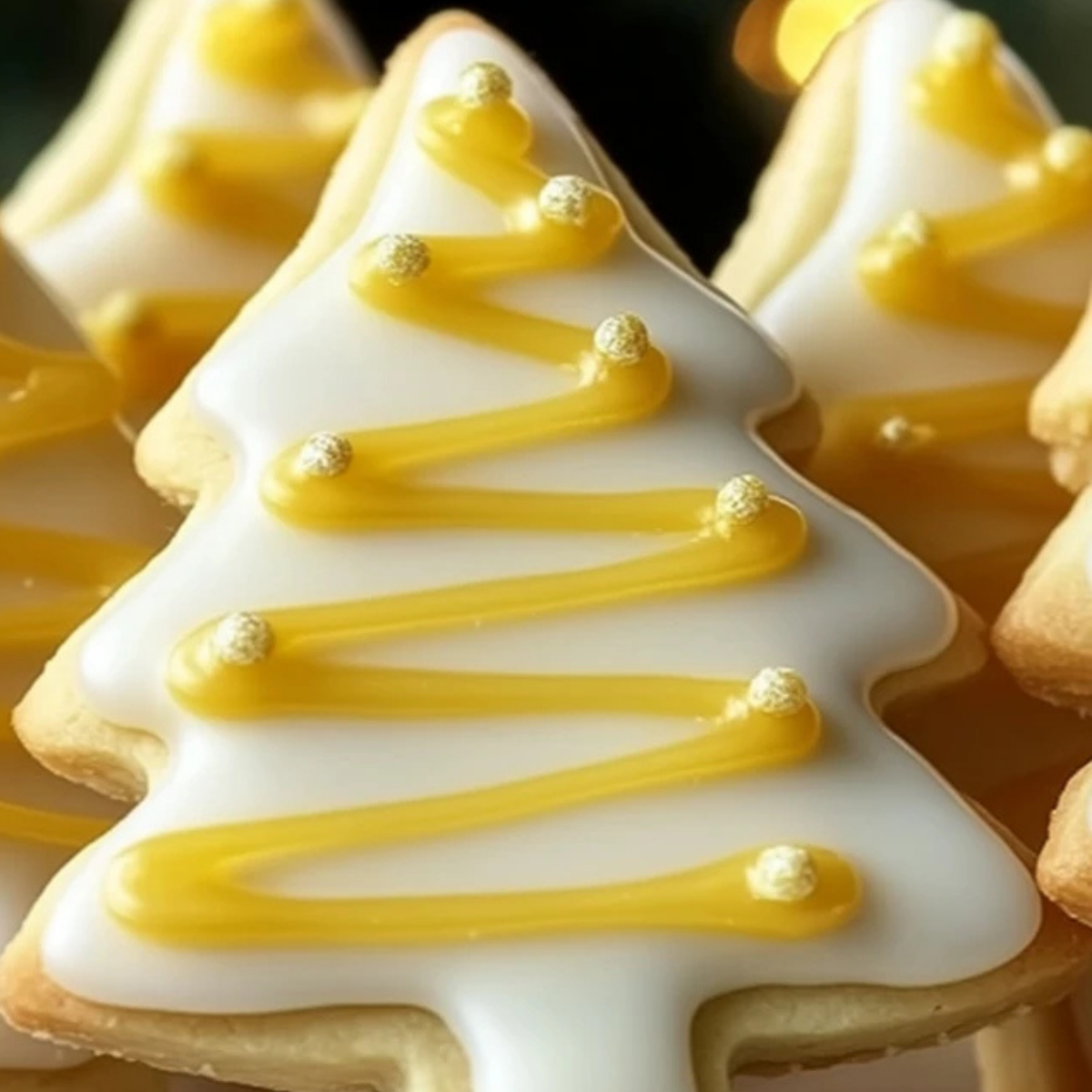 Lemon Glazed Christmas Tree Shortbread