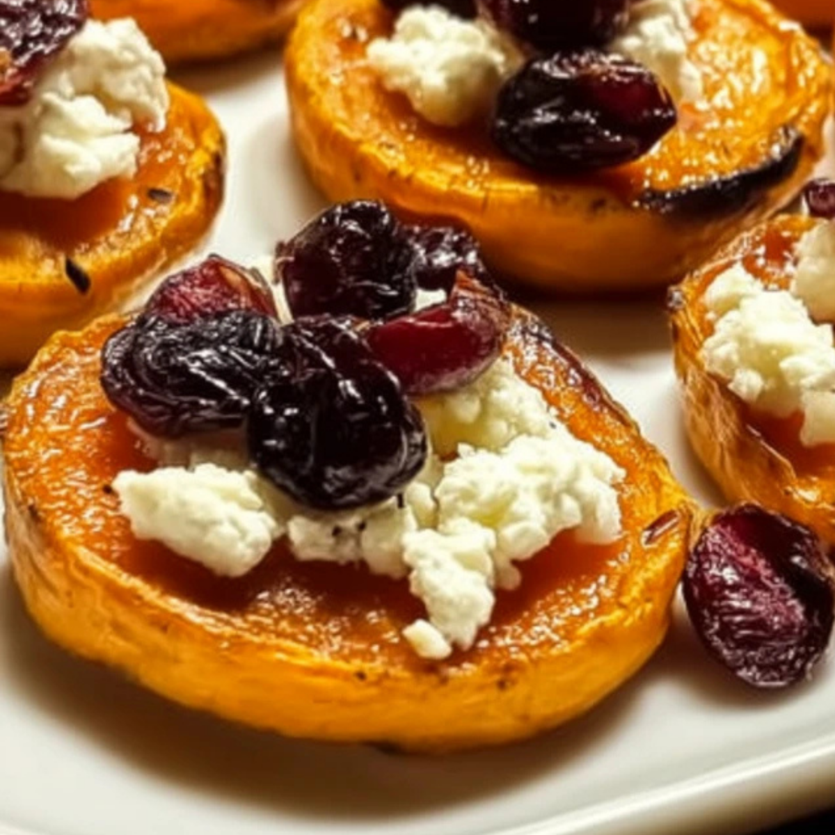 Sweet Potato Rounds with Goat Cheese & Cranberries