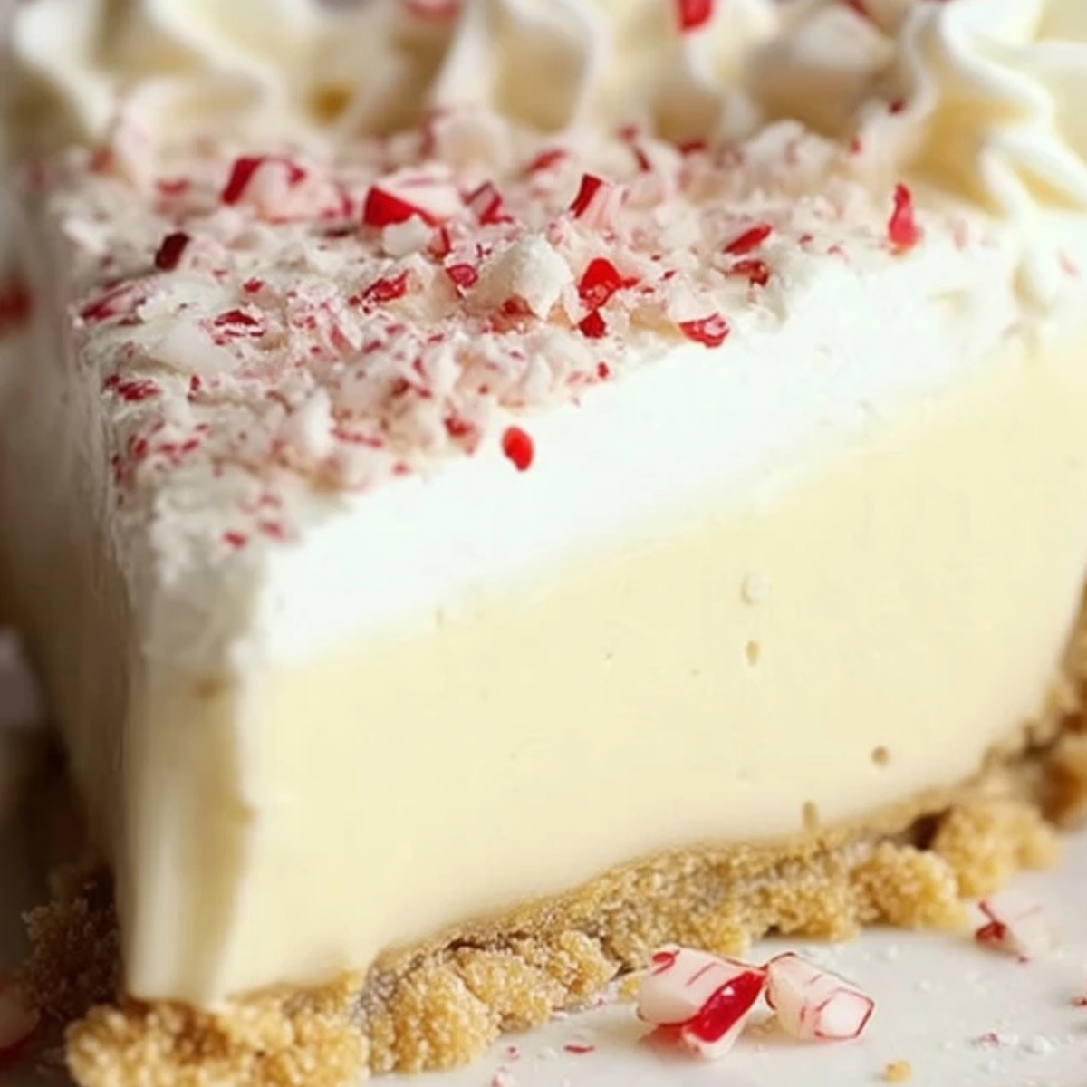 White Chocolate Peppermint Cheesecake Mousse Pie
