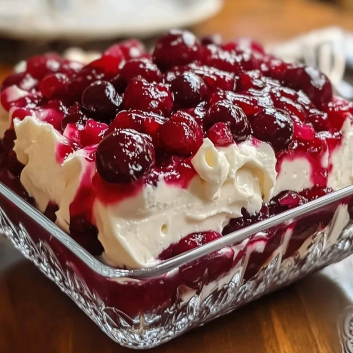 Cranberry Jello Salad with Cream Cheese Topping