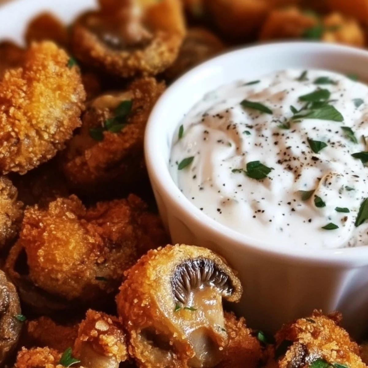 Crispy Fried Mushrooms with Cool Ranch Dip