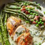 Fontina and Prosciutto Stuffed Chicken with Spring Vegetables