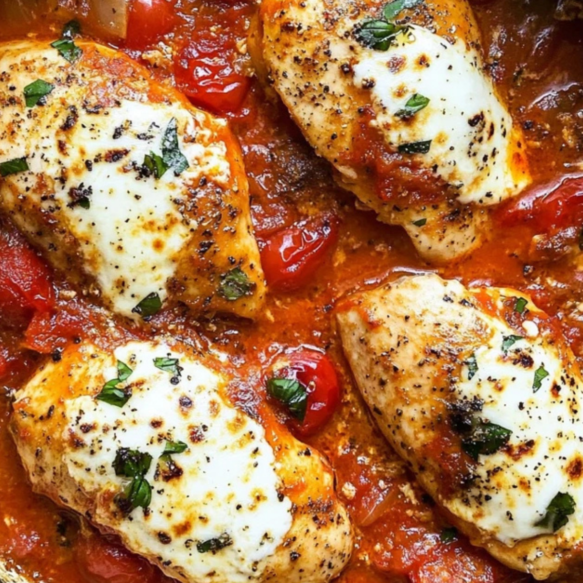 Garlic Tomato Chicken with Mozzarella