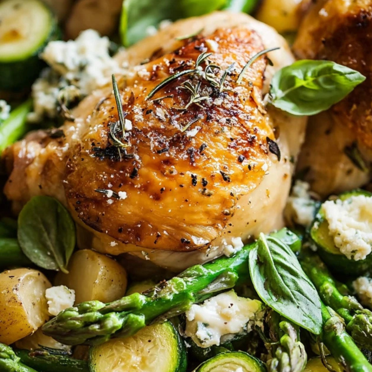 Herb Roasted Chicken With Spring Veggies