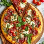 Pepperoni and Burrata Pizza with Pesto