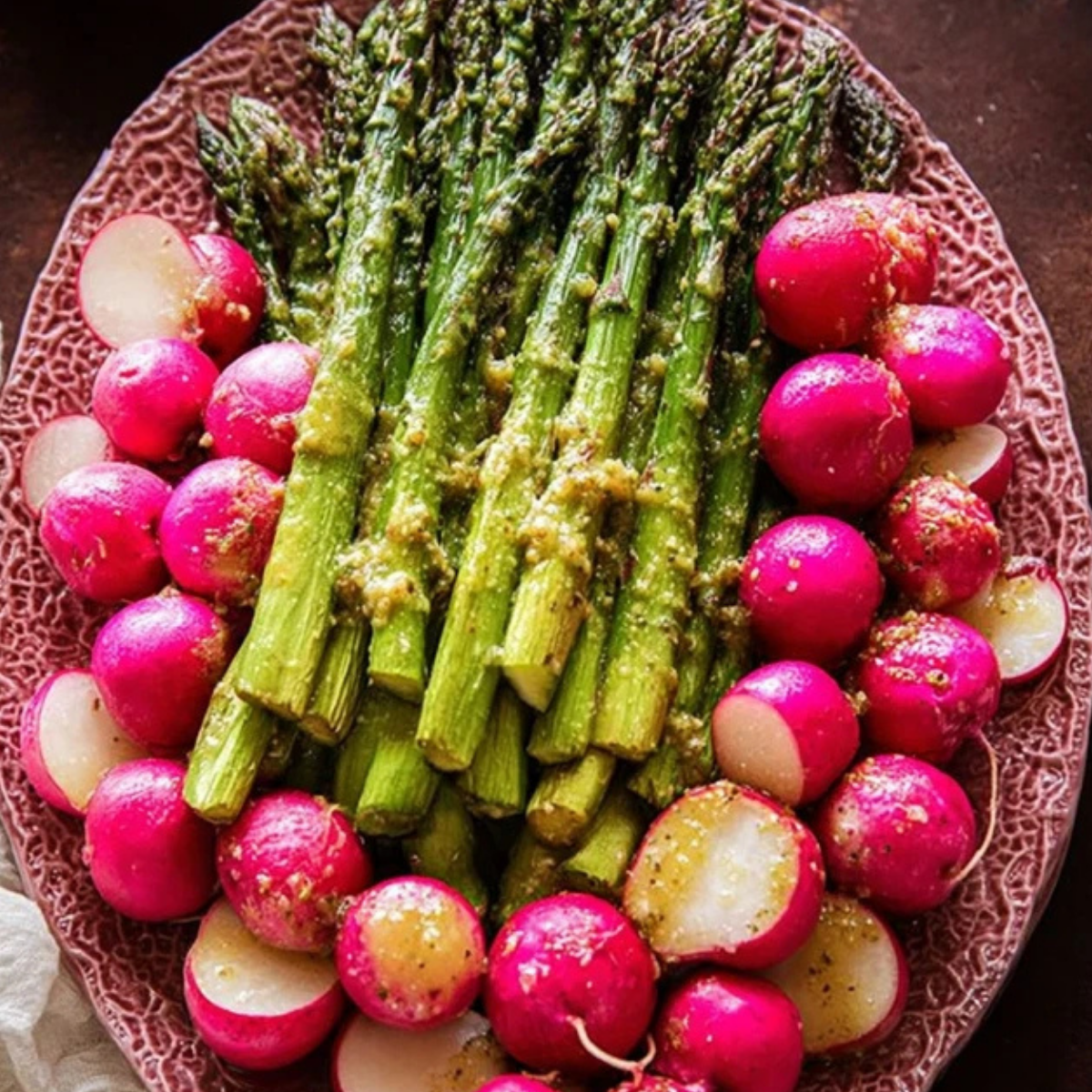 Roasted Asparagus and Radishes with Mustard Vinaigrette