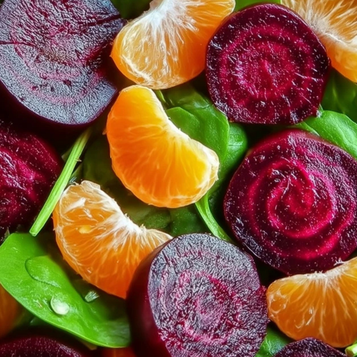 Beet Salad with Spinach and Mandarin Oranges