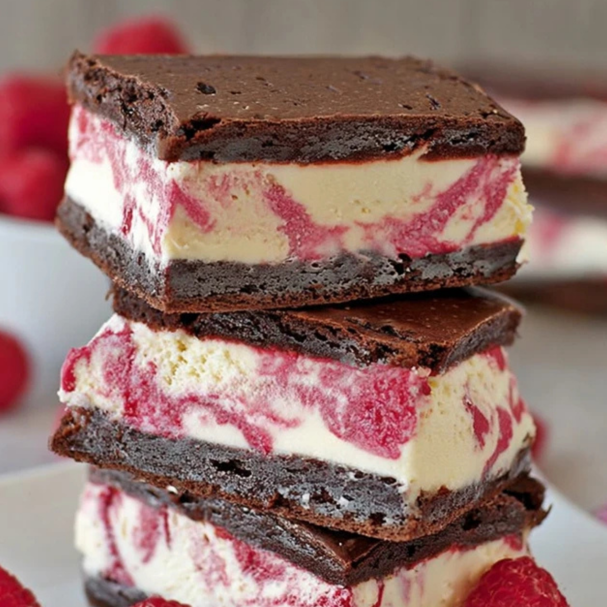 Brownie Raspberry Swirl Ice Cream Sandwiches