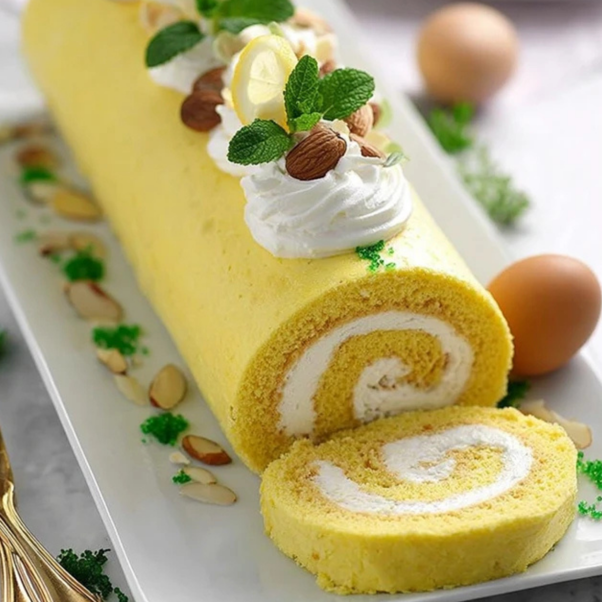 Limoncello Almond Cake Roll