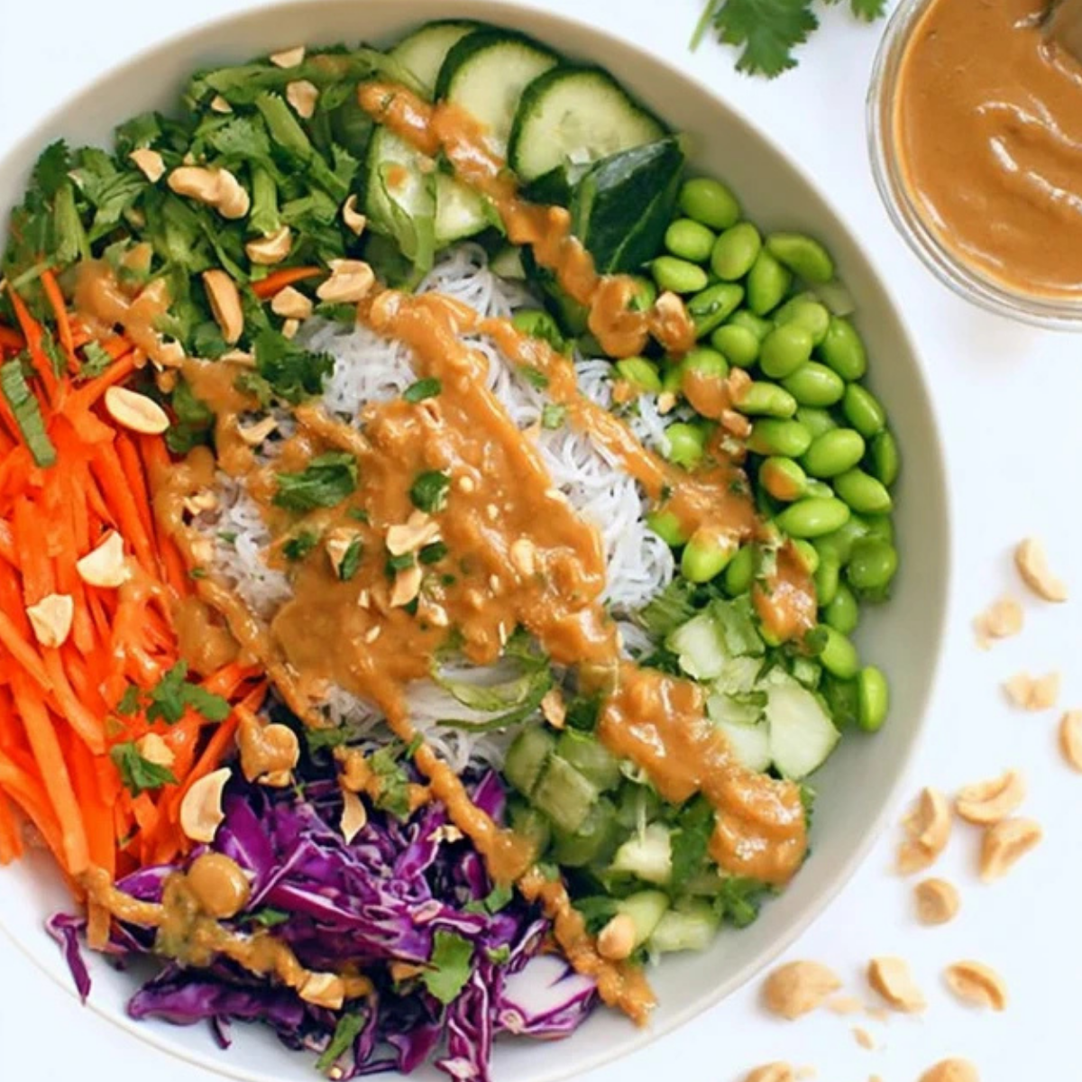 Spring Roll Bowl with Peanut Sauce