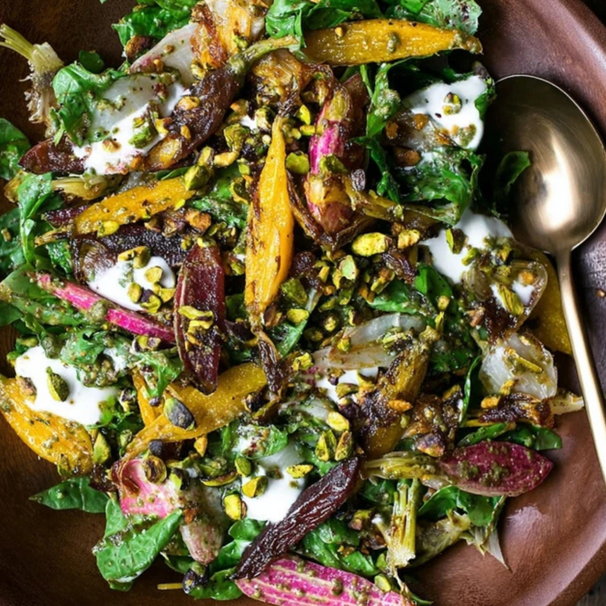 Spring Root Vegetable Salad with Pistachio Vinaigrette