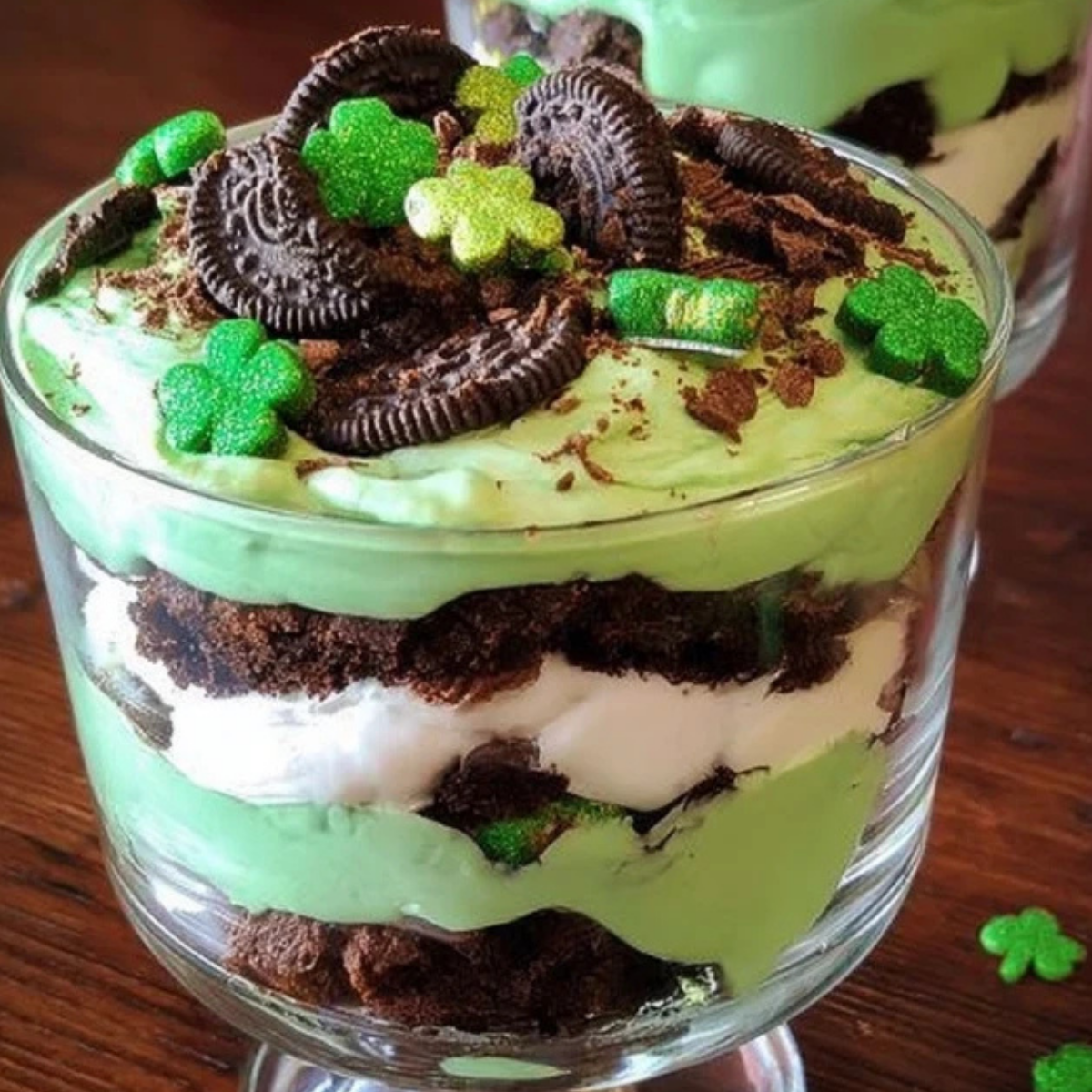 St Patrick's Day Brownie Trifle