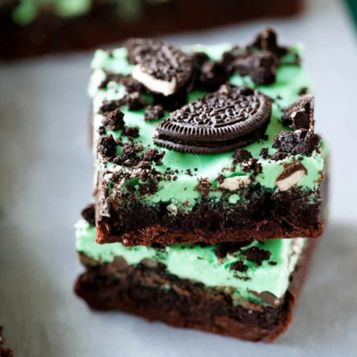 Triple Layer Fudgy Mint Oreo Brownies