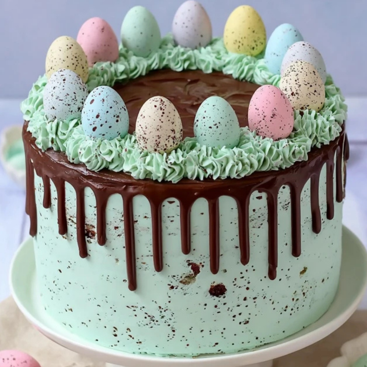 Easter Speckled Egg Drip Cake