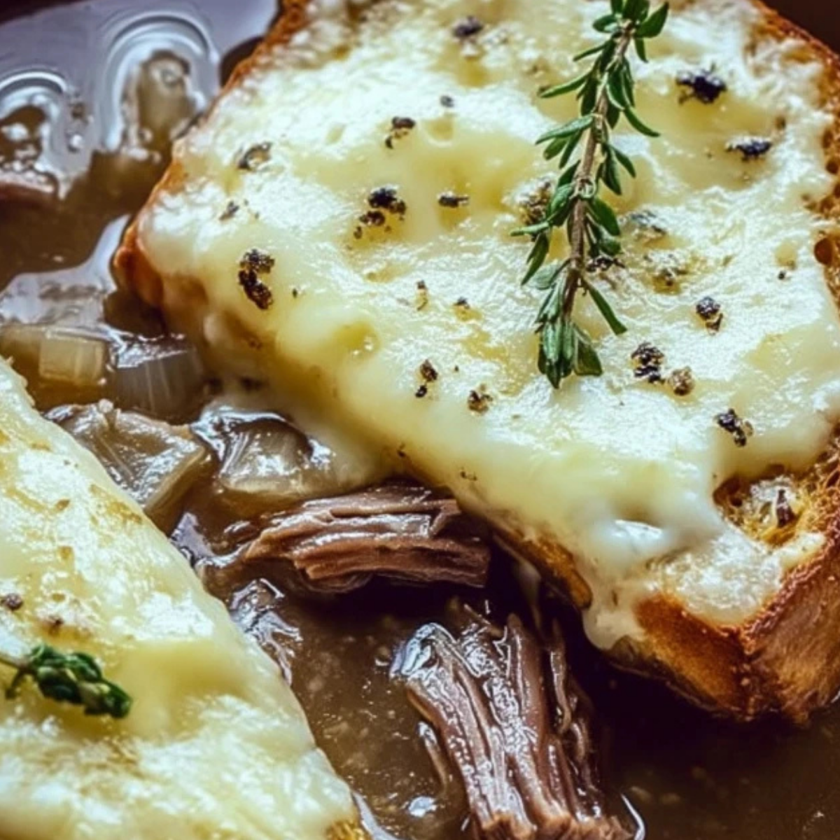 French Onion Short Rib Soup with Cheesy Gruyère Toast
