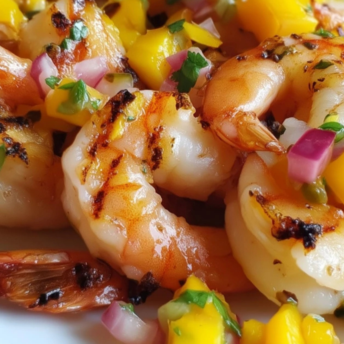 Grilled Shrimp with Mango Lime and Radish Salsa