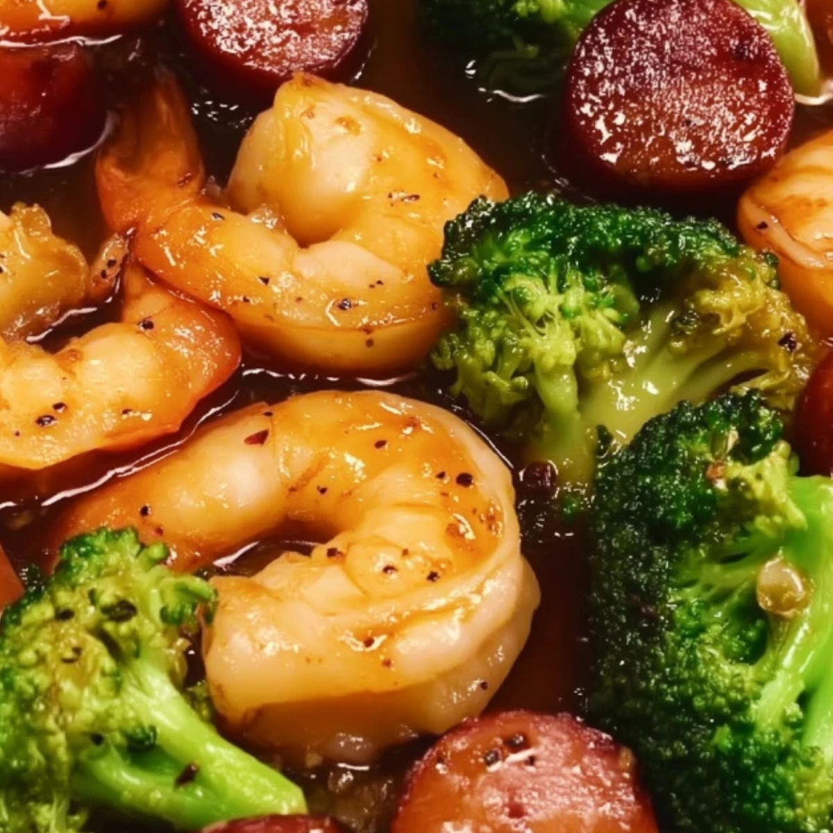 Honey Garlic Shrimp Sausage and Broccoli