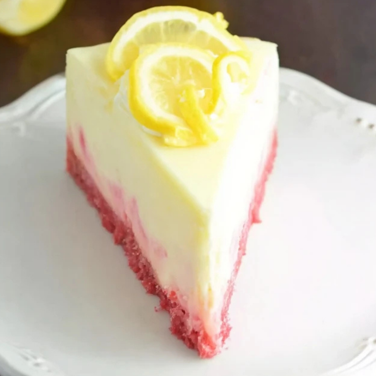 Lemon Cheesecake with Strawberry Crust