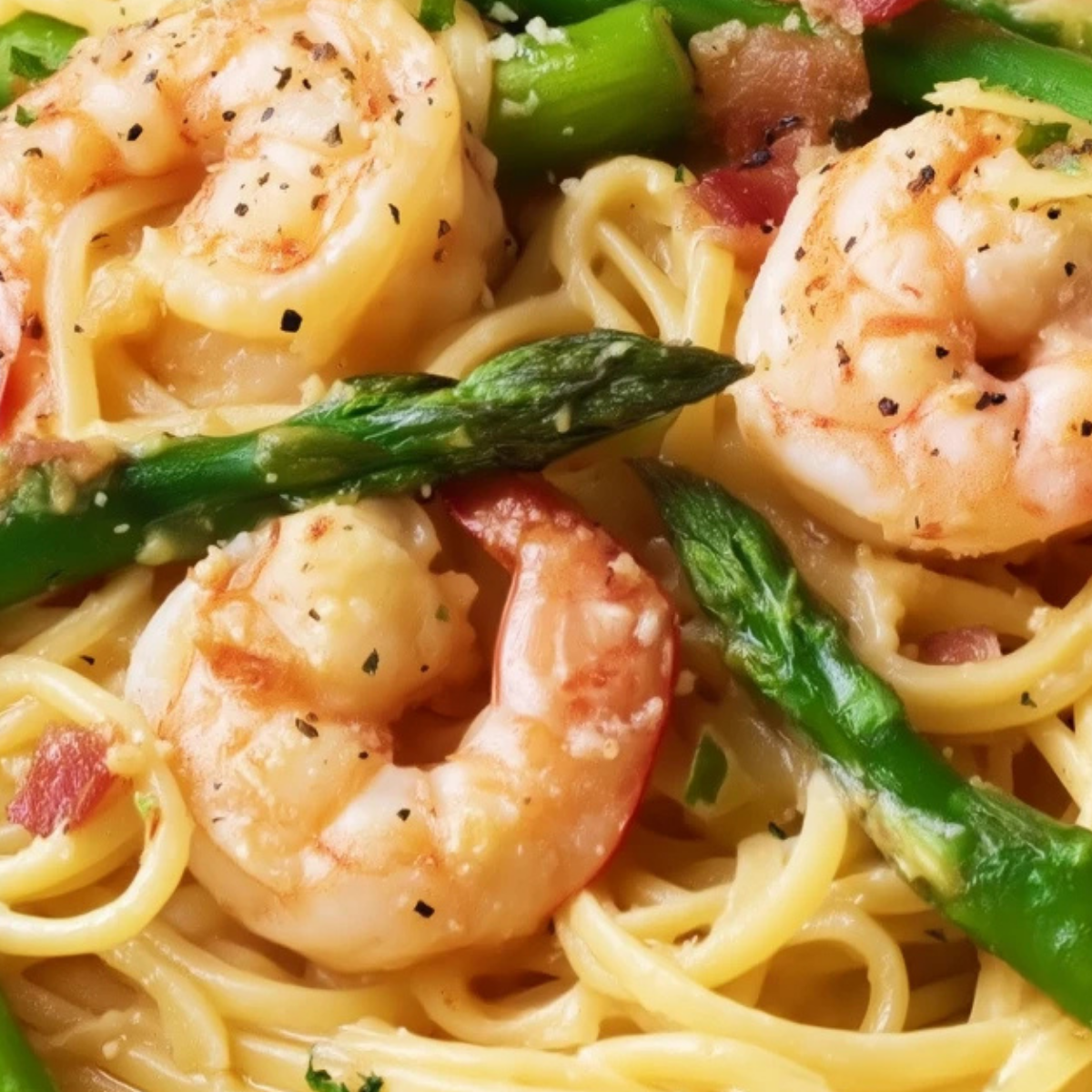 Shrimp Asparagus Carbonara