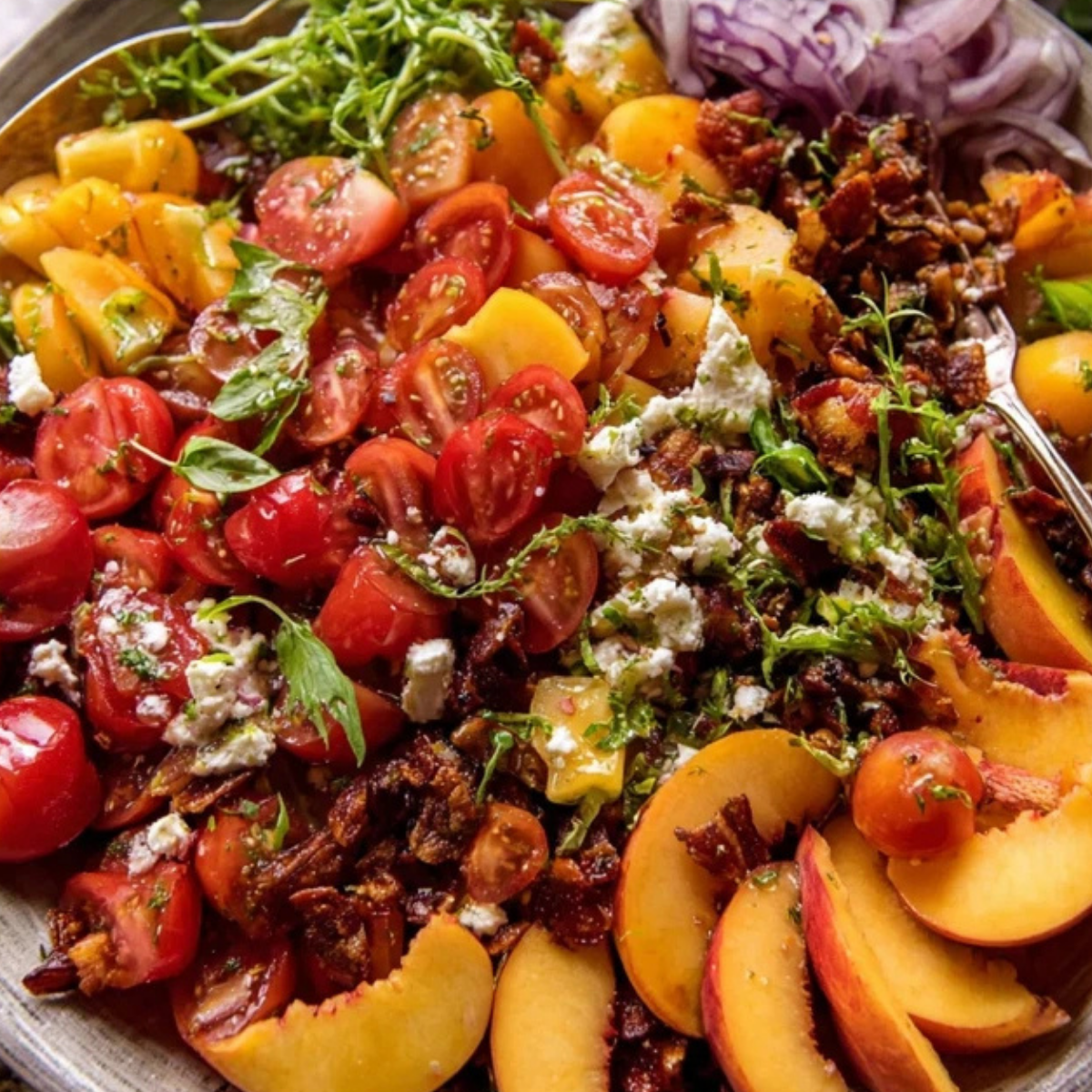 Summer Chopped Tomato Peach Salad