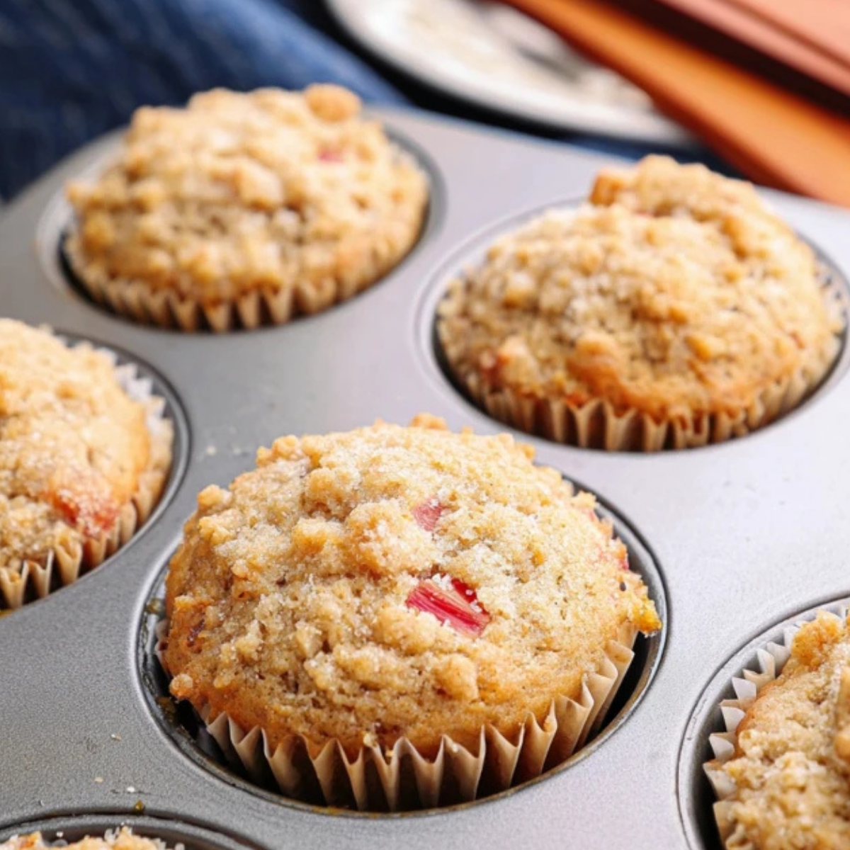 Bakery Style Rhubarb Muffins