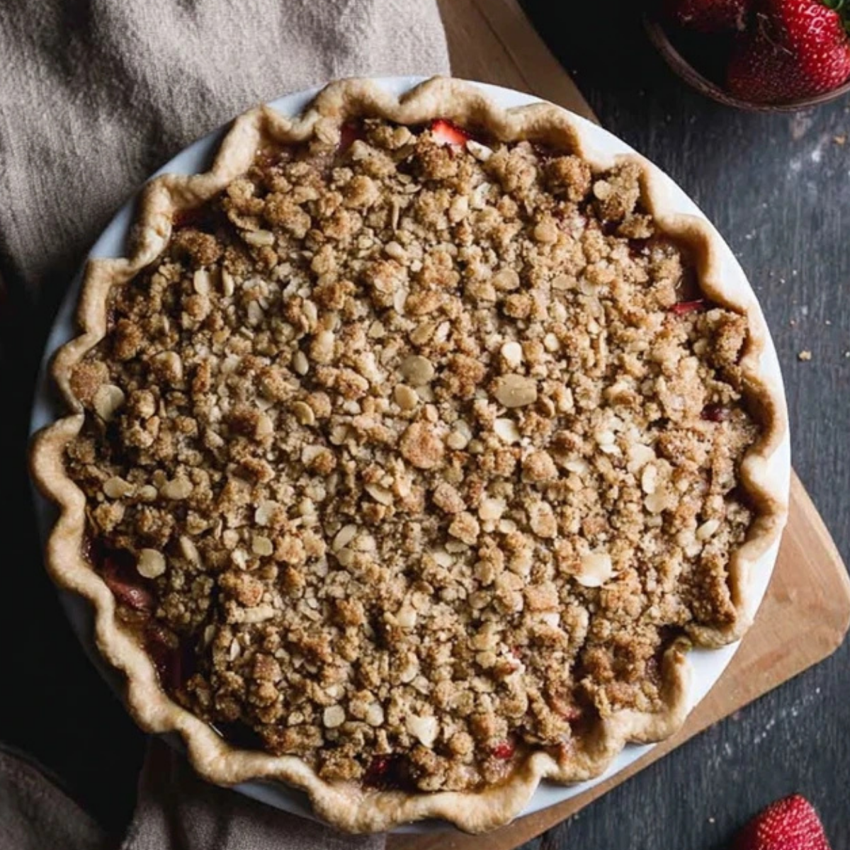 Gluten Free Strawberry Rhubarb Pie with Crumb Topping