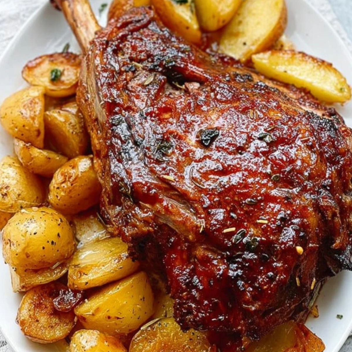 Greek Slow Roast Leg of Lamb with Potatoes