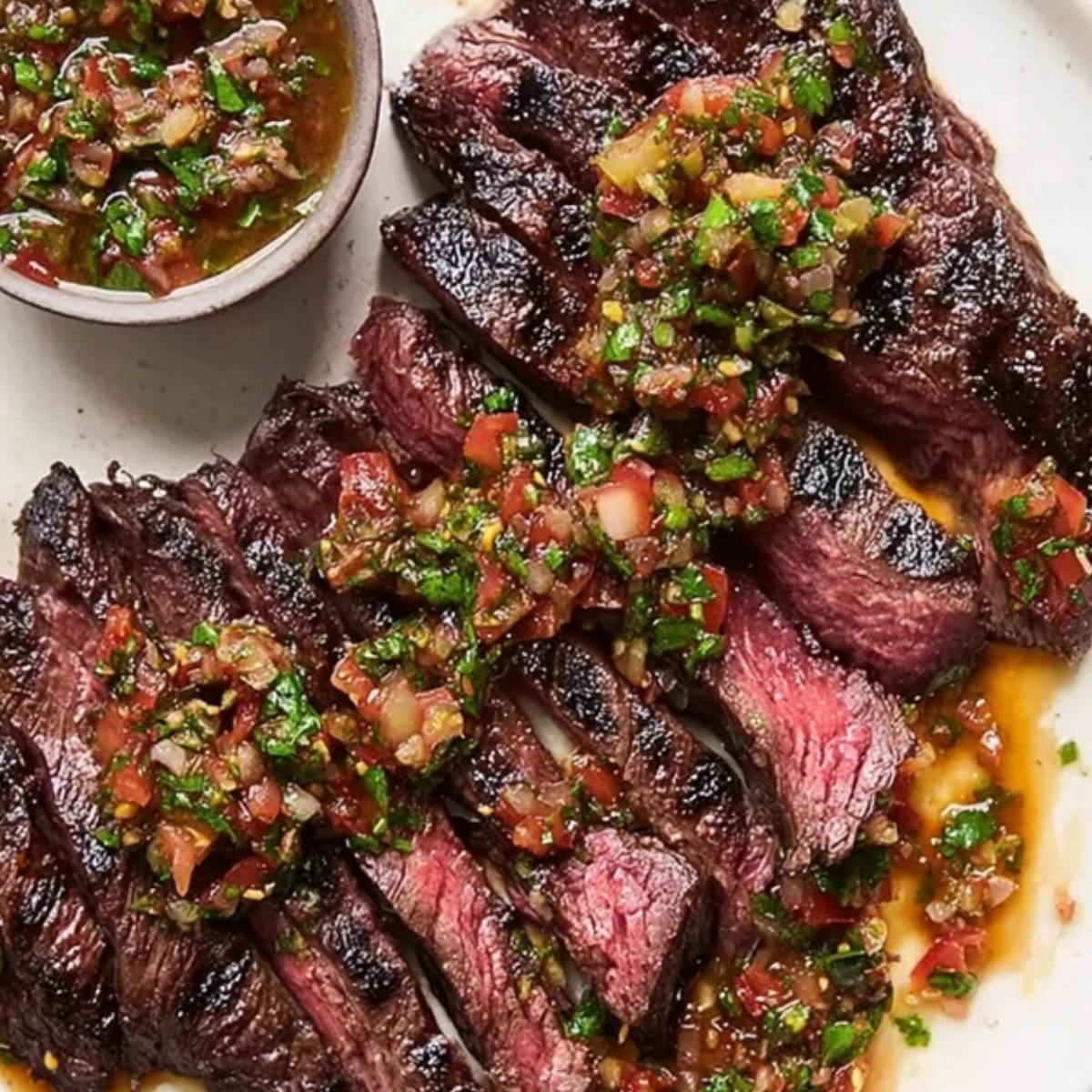 Grilled Skirt Steak with Grated Tomato Salsa