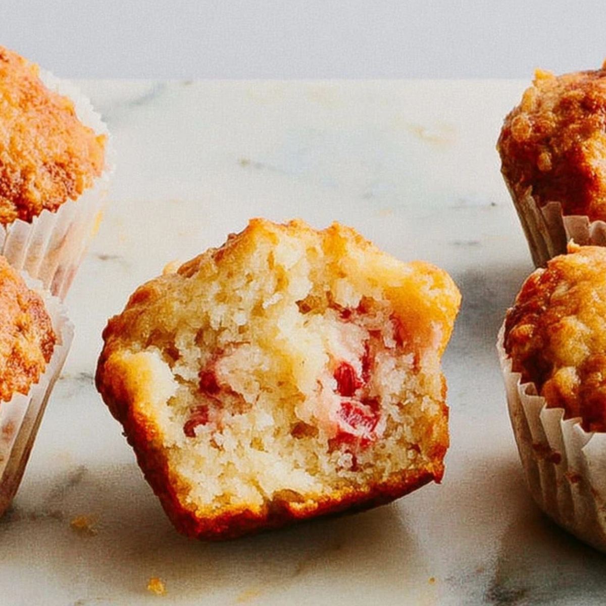 Healthy Rhubarb Muffins with Greek Yogurt