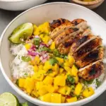 Jerk Chicken Bowls with Mango Salsa and Coconut Rice