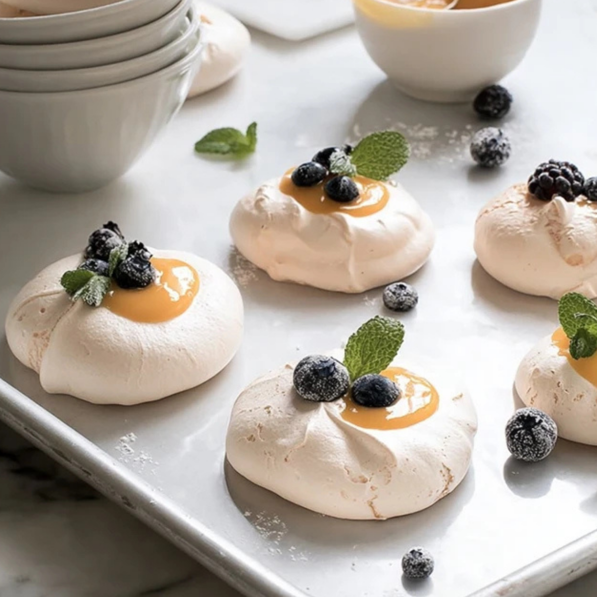 Mini Meringues with Lemon Curd