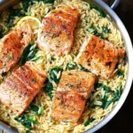 One Skillet Salmon with Lemon Orzo