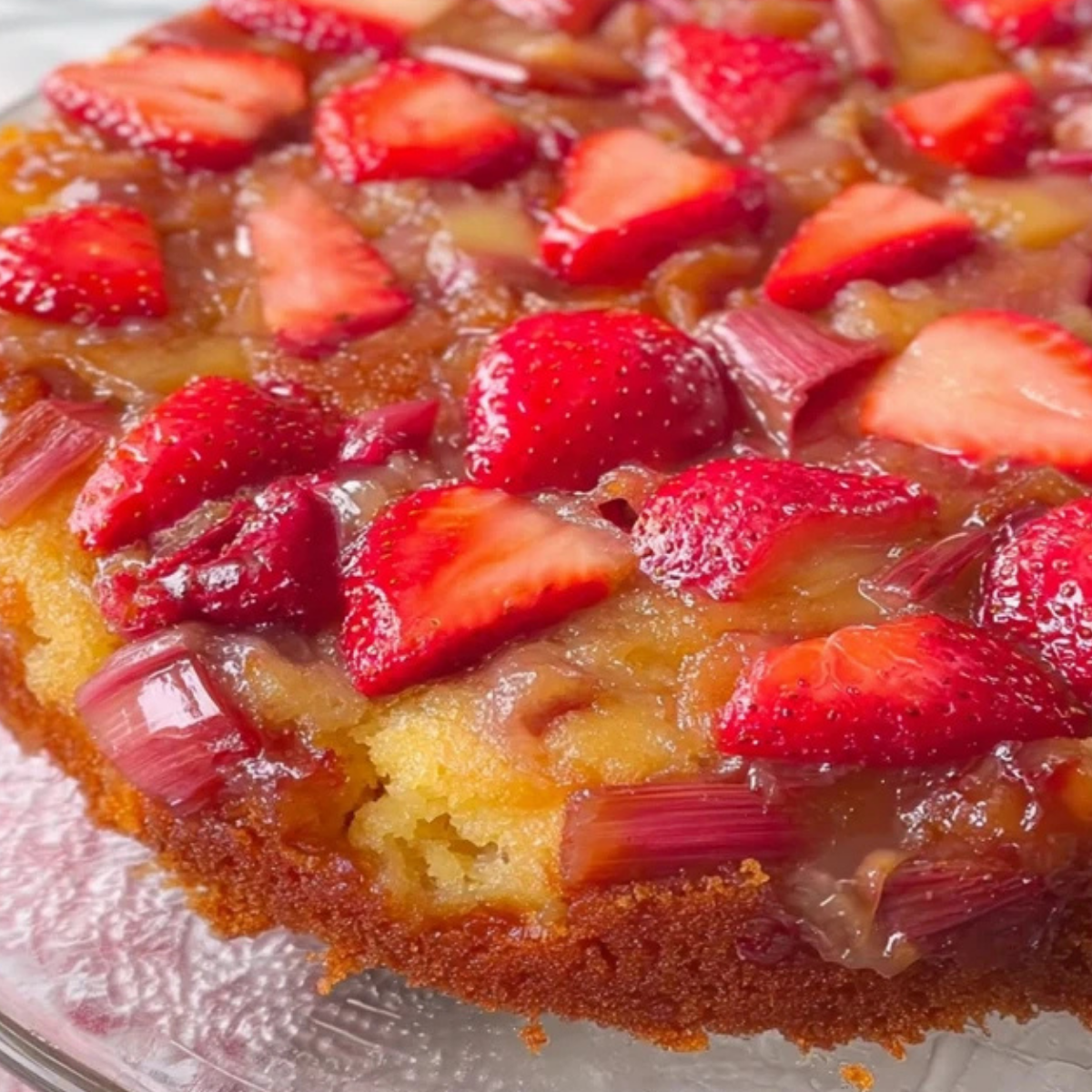 Strawberry Rhubarb Upside Down Cake
