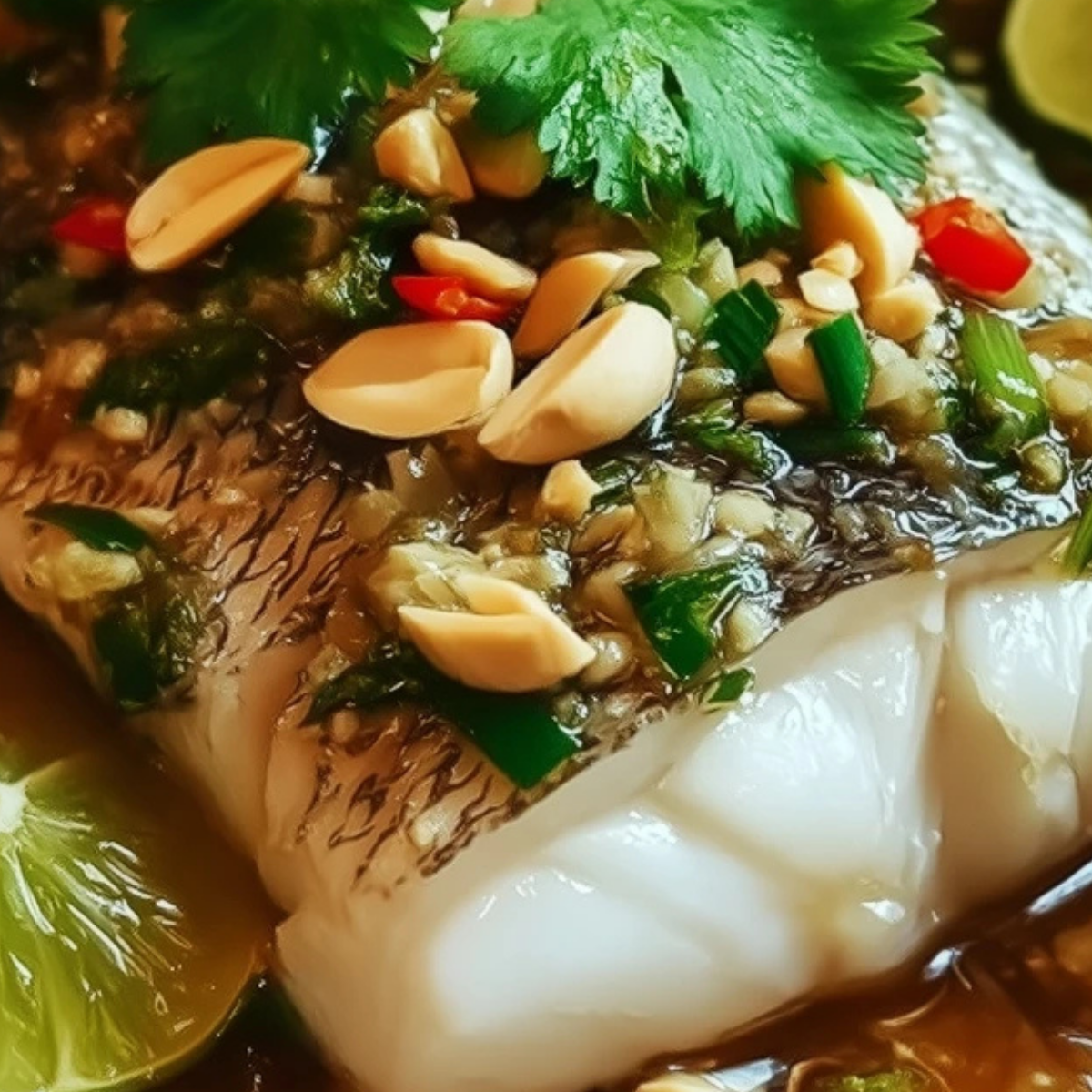 Thai Lime Garlic Steamed Fish