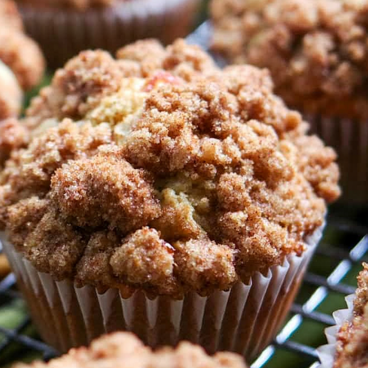 Buttermilk Rhubarb Muffins with Sugar Crumble