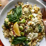 Cheesy Pesto Broccoli Quinoa Casserole
