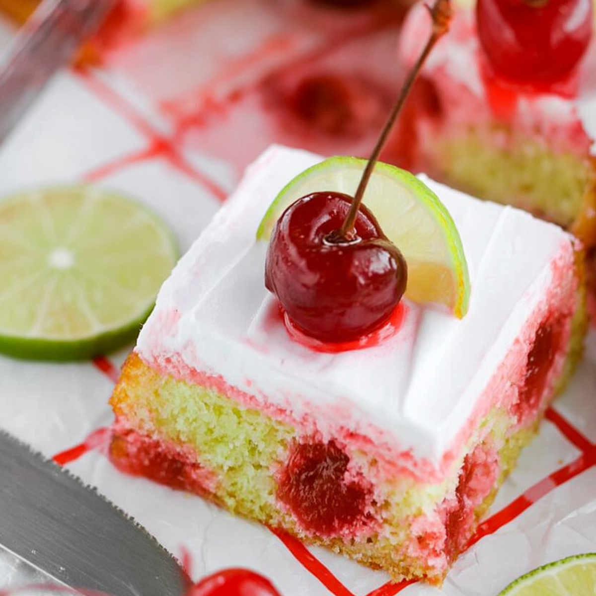 Cherry Limeade Poke Cake