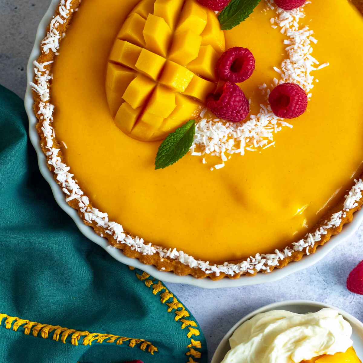Mango Curd Tart with a Coconut Crust