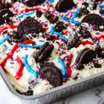 No Bake Fireworks Oreo Cheesecake Bars