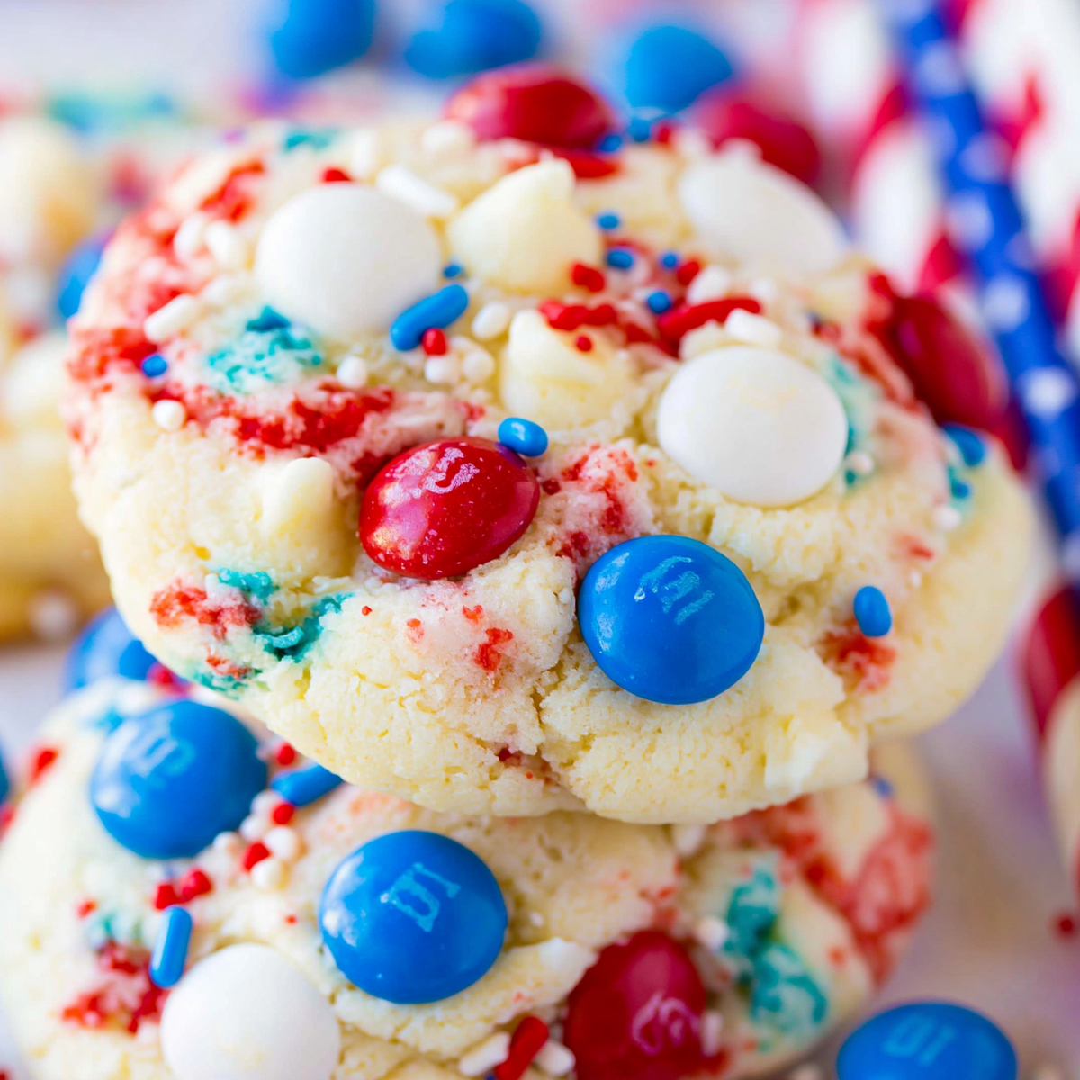 Patriotic Cake Mix M&M Cookies