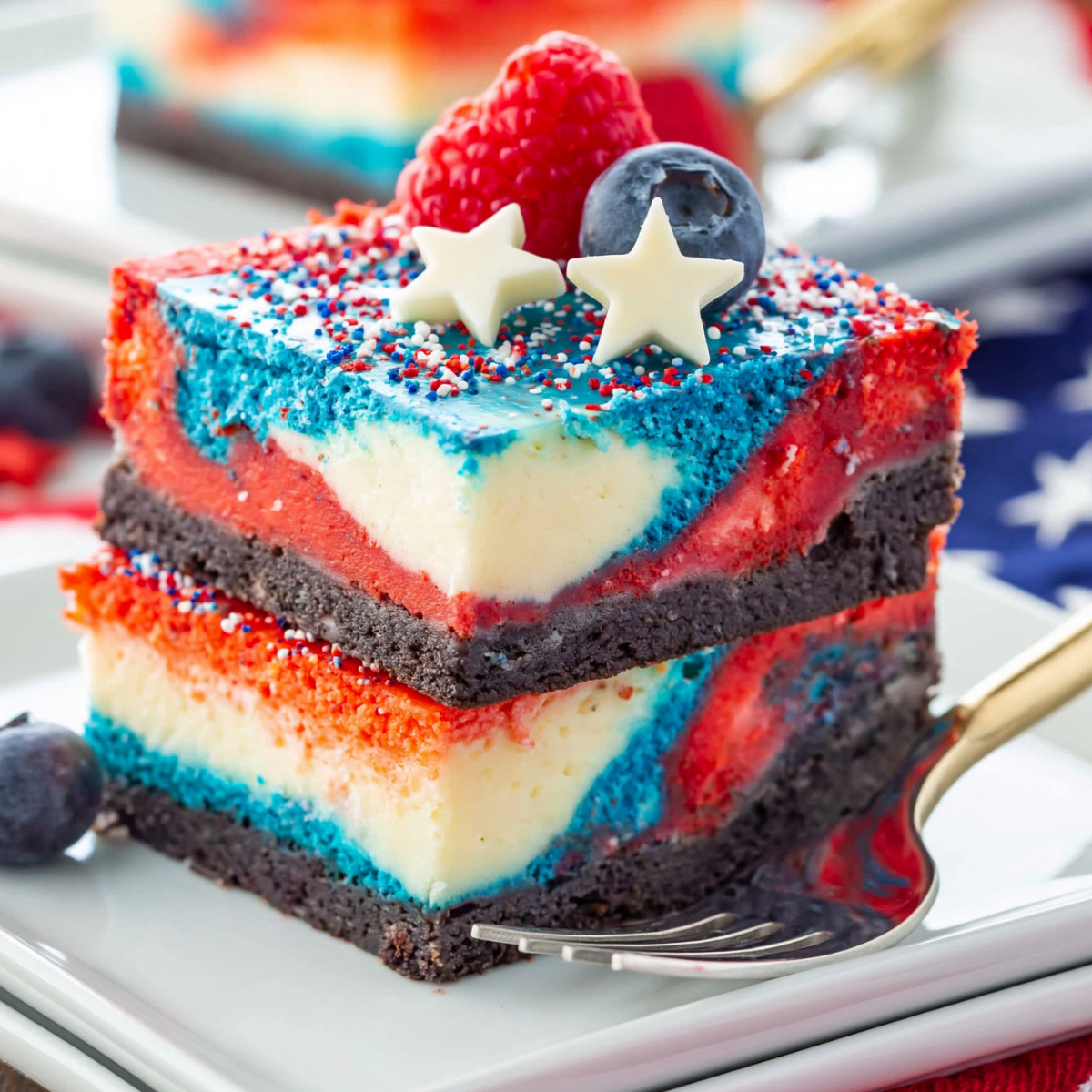 Red White and Blue Cheesecake Bars
