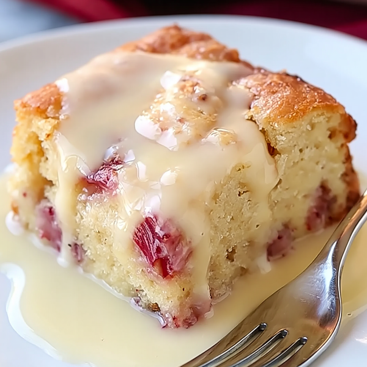 Rhubarb Cake with Butter Sauce