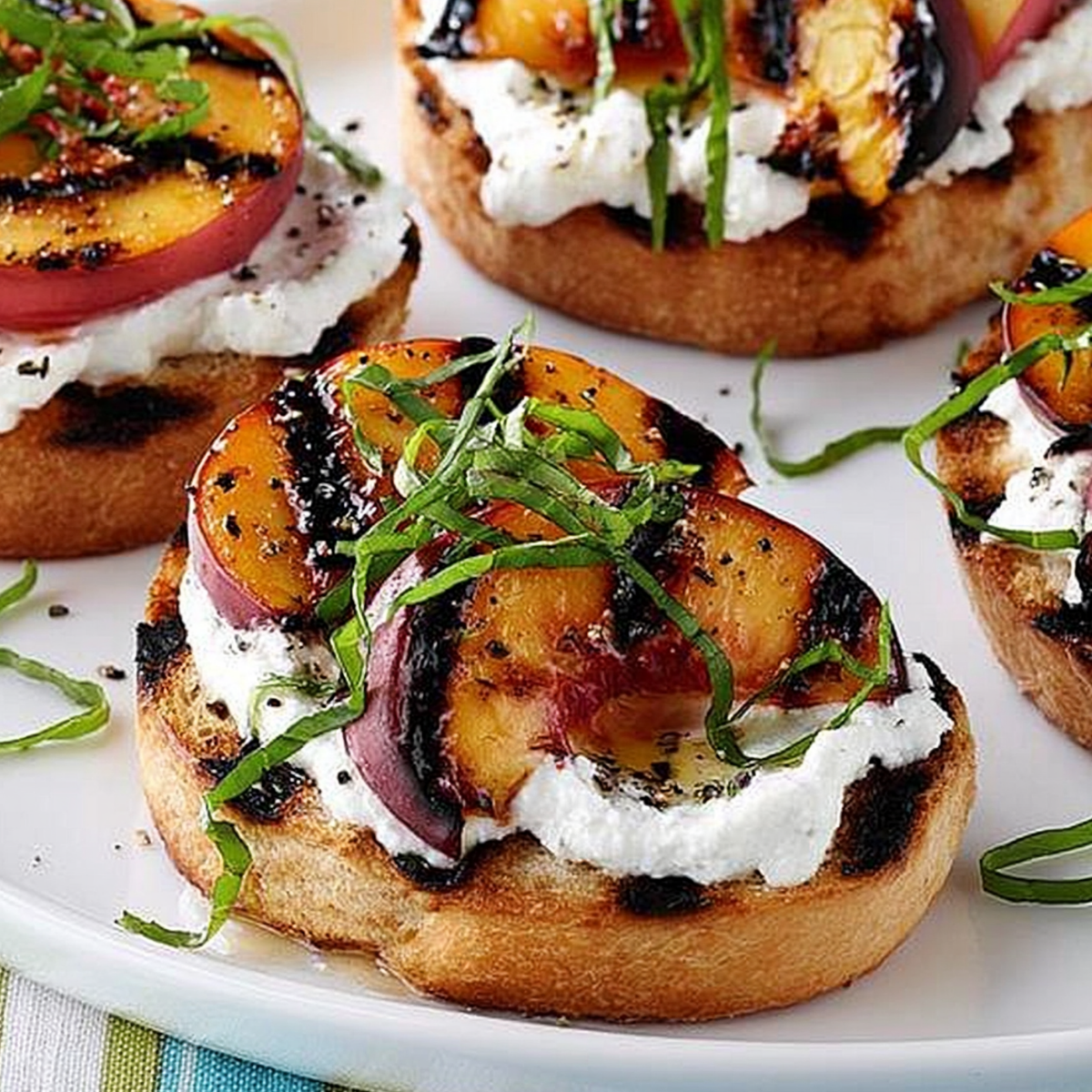 Grilled Nectarine & Cheese Crostini