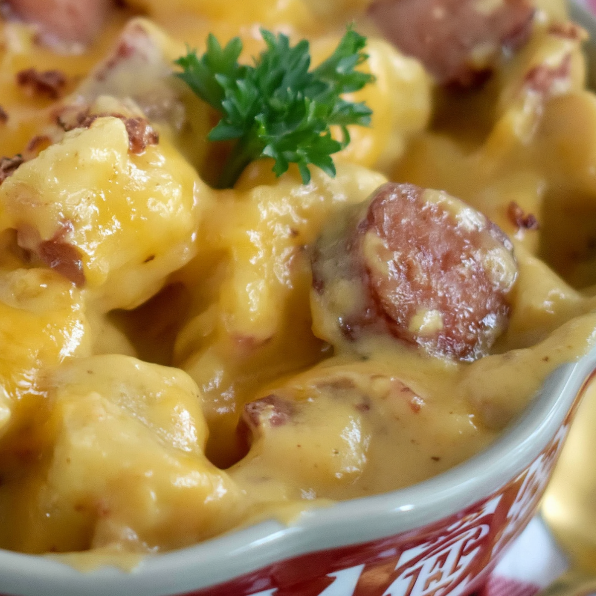 Kielbasa Sausage Cheesy Potato Casserole