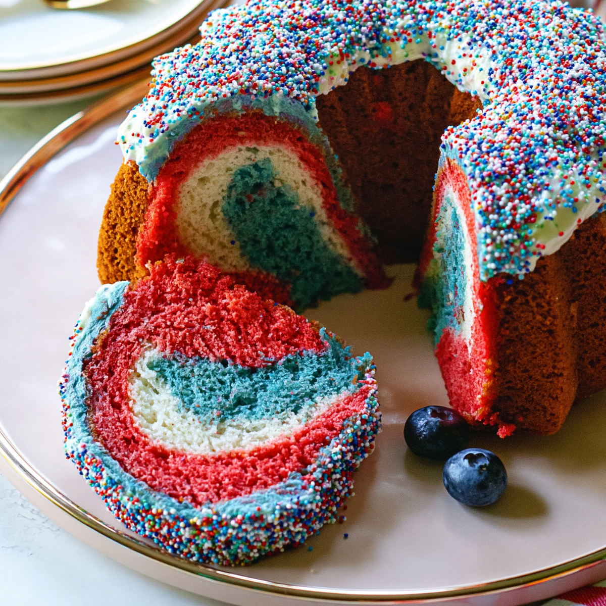 Red White & Blue Marble Cake