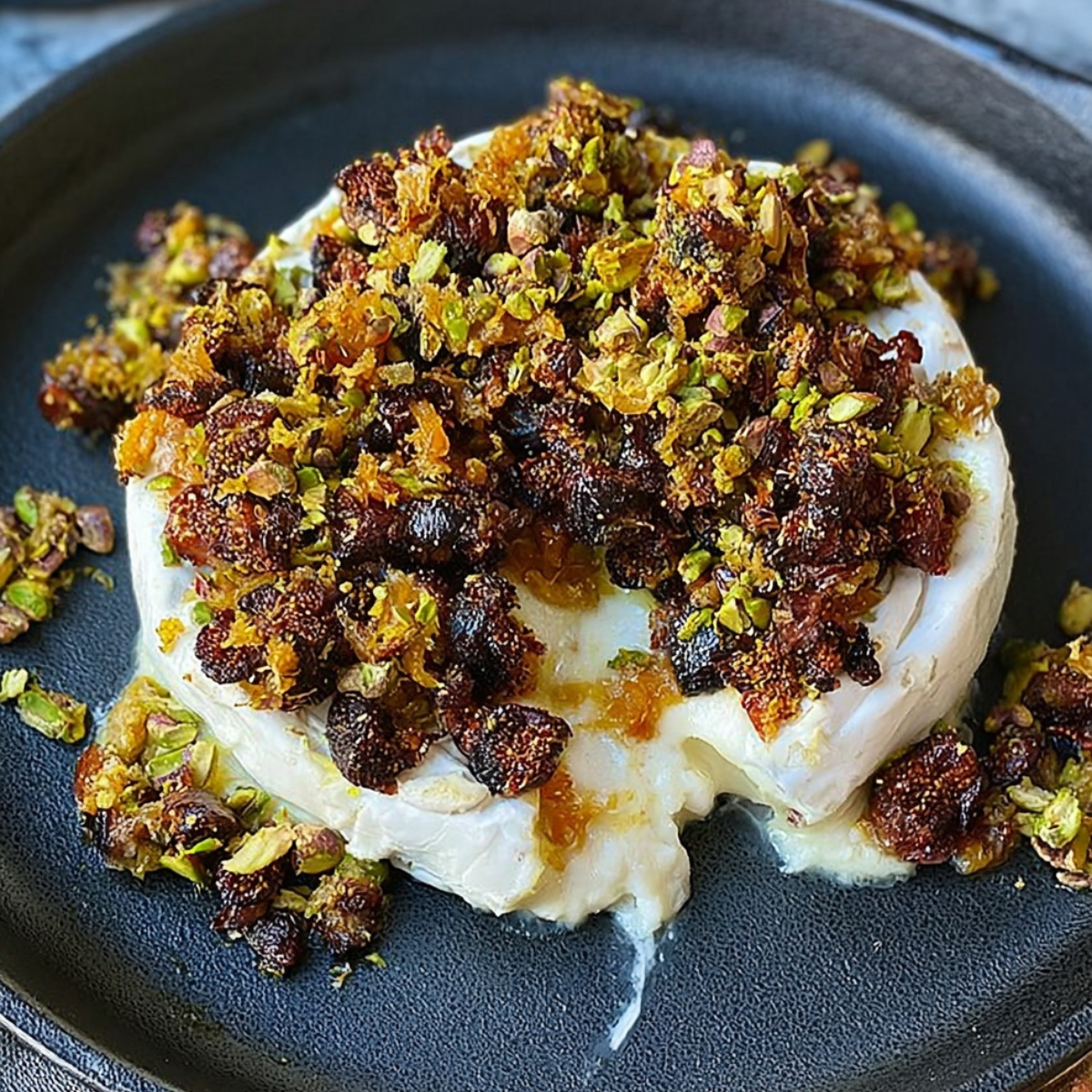 Baked Brie with Figs Pistachios and Orange