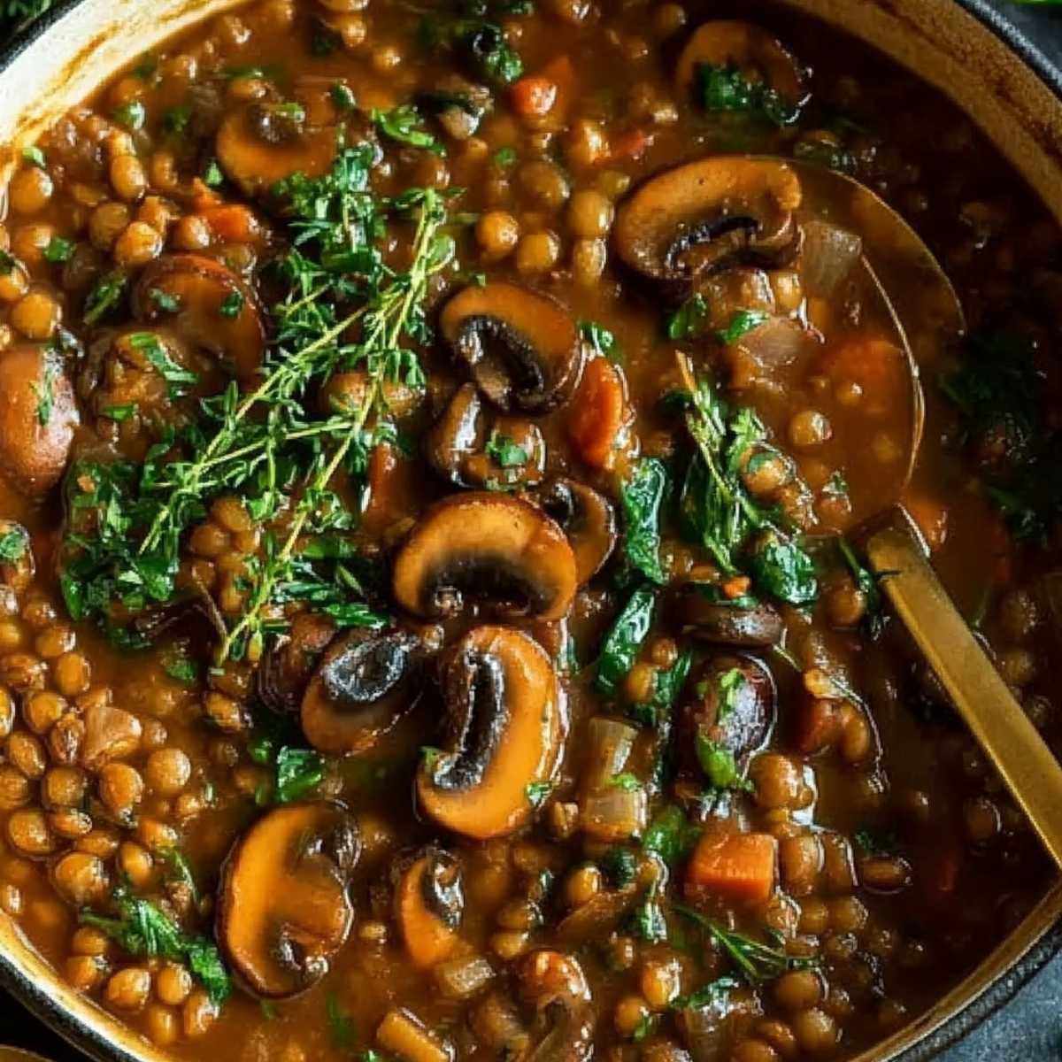Hearty Vegan Lentil Mushroom Stew