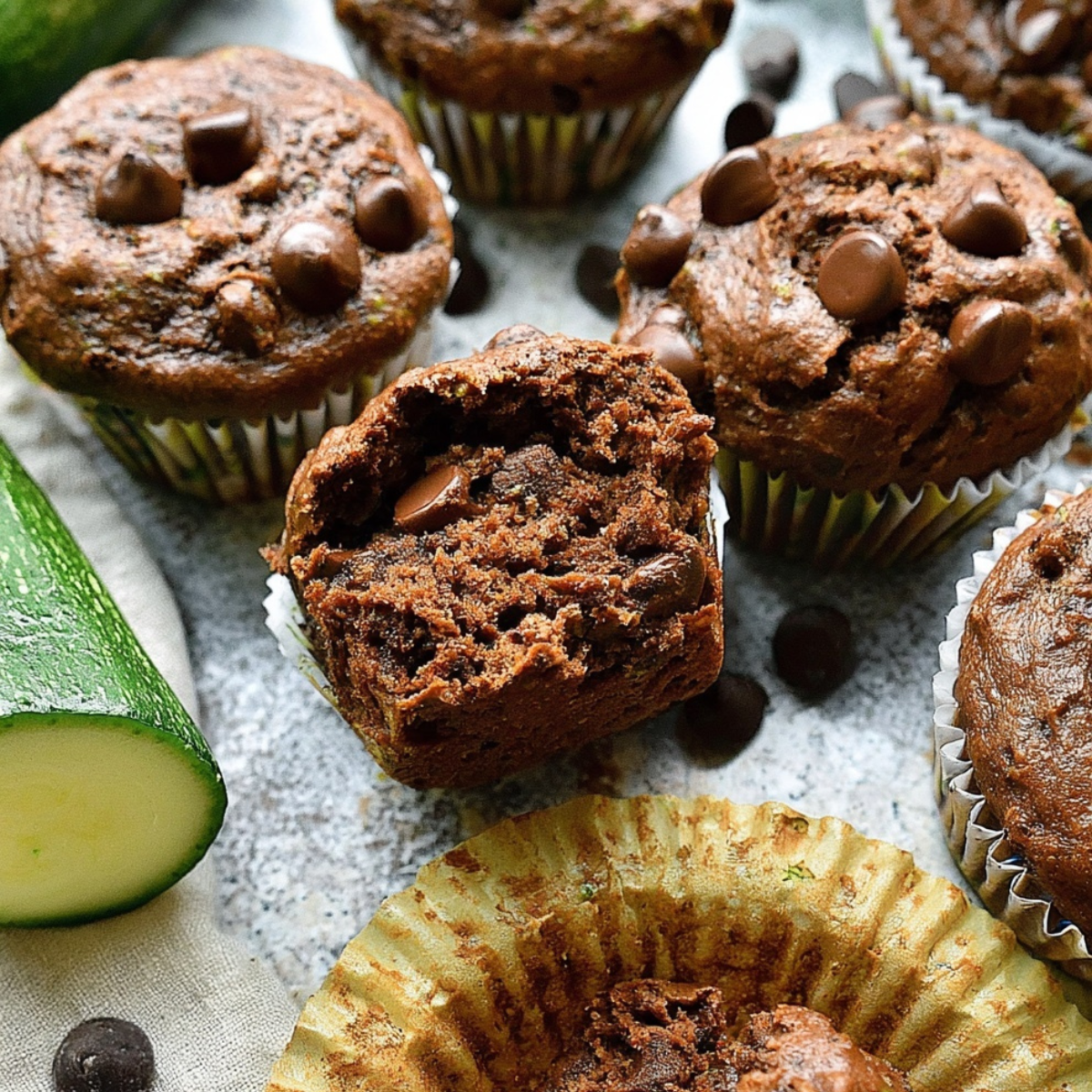 Blended Chocolate Zucchini Cottage Cheese Muffins