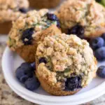 Healthy Blueberry Zucchini Muffins with Crumb Topping