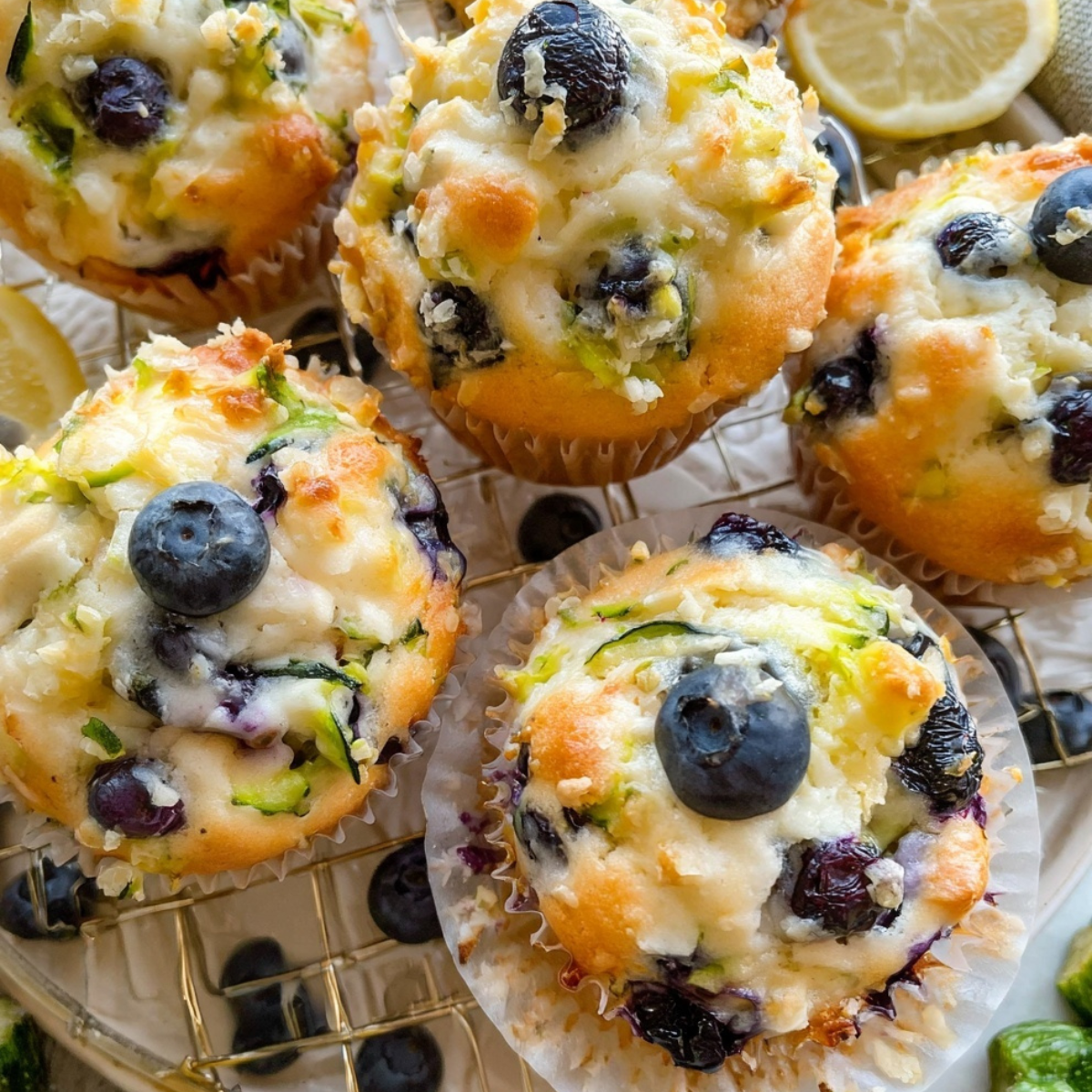Lemon Blueberry Zucchini Muffins